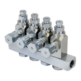 Graco GL-32 Grease Injector, 304 Stainless Steel, 4-Injector Manifold, 1/4 NPT - 24E394